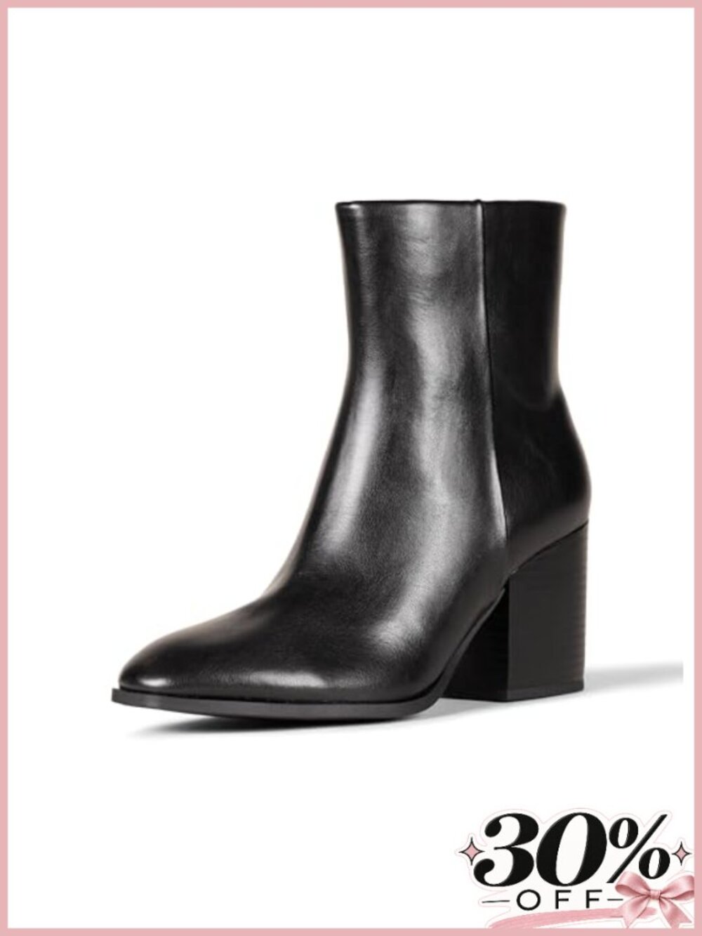 Women's Faux Calfskin Stacked Heel Ankle Boots Side Zip Memory Foam Insole